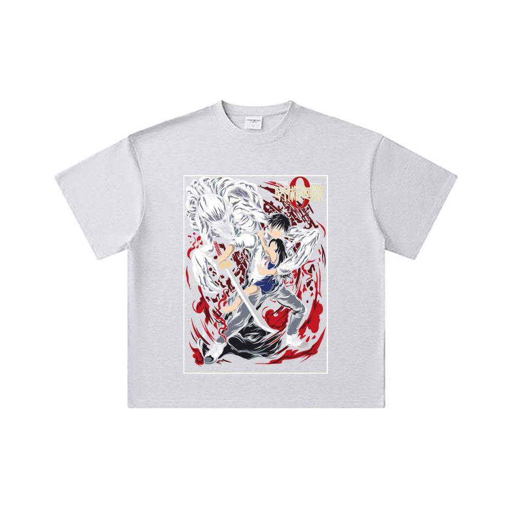 260 GSM Double Yarn 32 Count 100% Cotton Jujutsu Kaisen V65 Yuta Print Unisex Heavy Cotton T Shirt