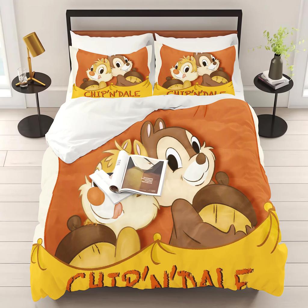 Set Biancheria da Letto Copripiumino Chip & Dale, Adatto per Bambini e Adulti, Set Copripiumino, Misura Queen