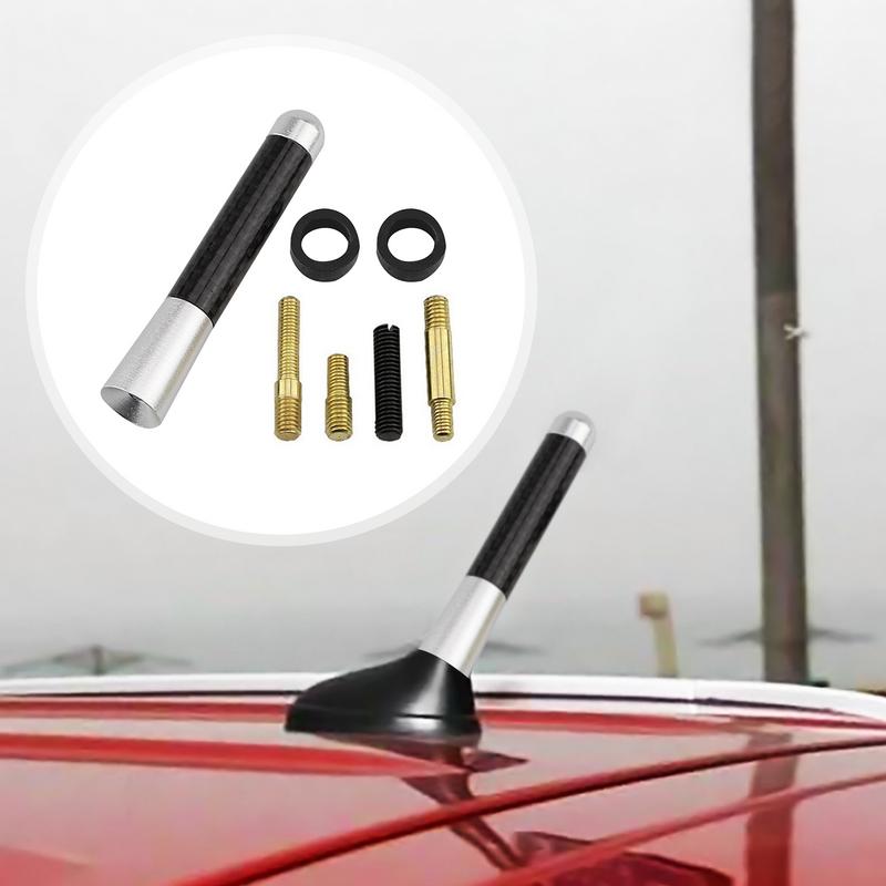 Car Antenna Replacement Carbon Fiber Short Metal Receiving Antenna 8cm Auto Radio Signal Receiver With Aluminum Wire For Camping
