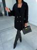 Women's European and American Solid Color Woolen Overcoat with Suit Collar