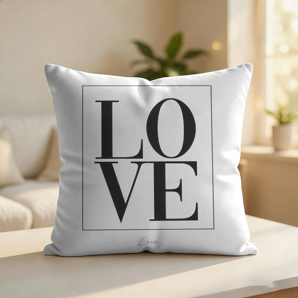 Finlay Noa Simple Words Ins Cushion Cover Silky Short Plush Invisible Zipper Dustproof Sofa Pillow Case For Home Decor