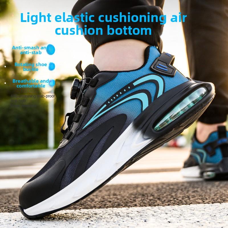 Men's Safety Shoes Steel Toe Soled Male Sneaker Air Cushion Breathable Working Shoes with Protection Anti Smashing Anti Stabbing