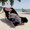 Cartoon baby elephant with floral pattern polyester microfiber beach towel is highly absorbent, suitable swimming beach outings