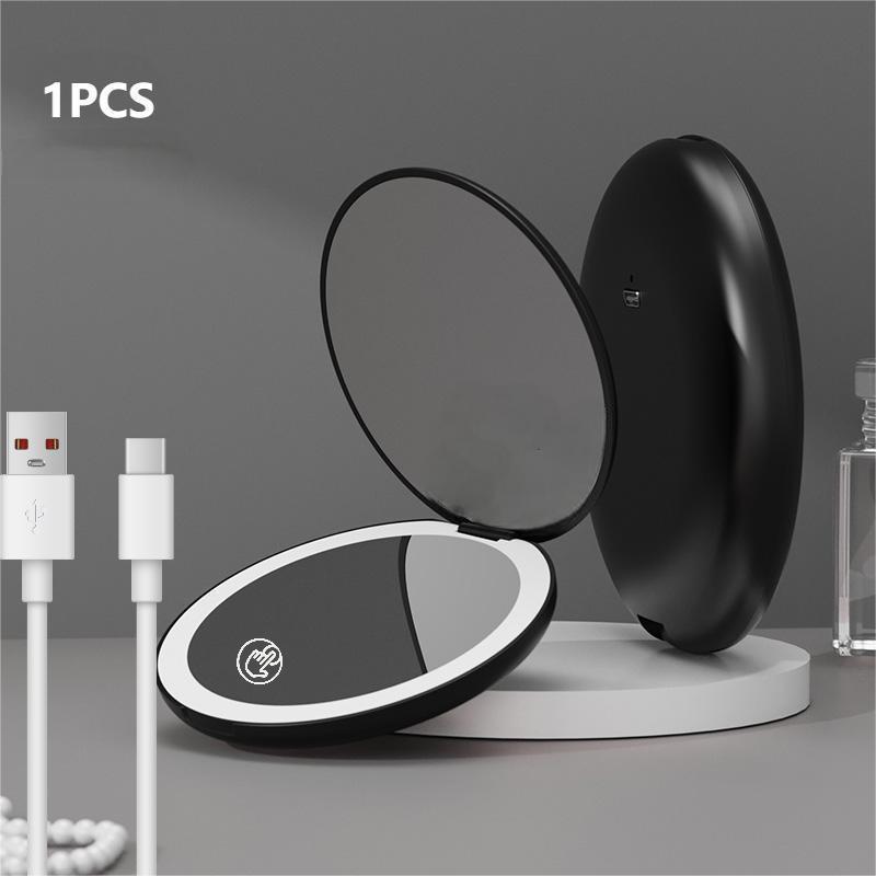 Foldable LED Magnifying Makeup Mirror - 2x, 5x, 10x Flat Mirror