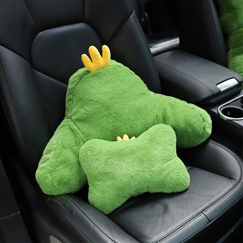 Cute Cartoon Plush Bear Rabbit Car Headrest Waist Pillow Soft Comfortable Cushion Lumbar Support Car Accessories Interior
