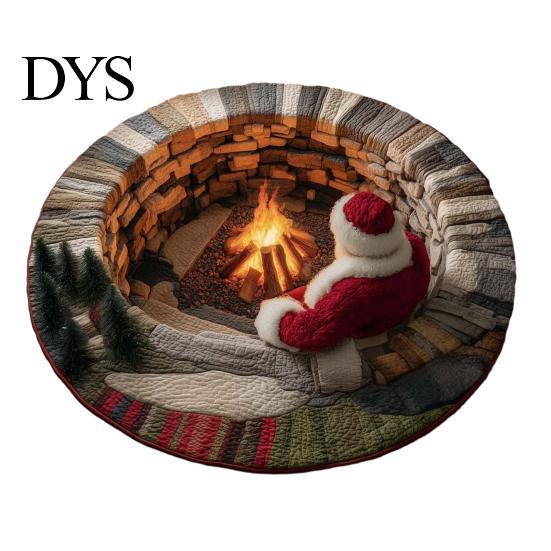 Tapis de zone de vacances Noël Tapis 3D, Tapis rond décoratif à illusion Tapis optique Tapis de sol, Festif pour la décoration intérieure de la maison Salon Doux Confortable