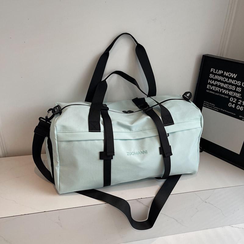 Large Capacity Sports Fitness Bag Separation Shoes Bags Shoulder Bag Plaid Storage Travel Bag