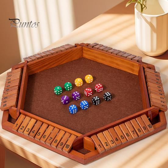 Shut The Box Gioco da Tavolo 6 Vie Educativo Matematica Numero Dadi Gioco di Strategia 6 Giocatori Bambini Adulti Serata in Famiglia Festa Interattivo Legno Chiudi la Scatola