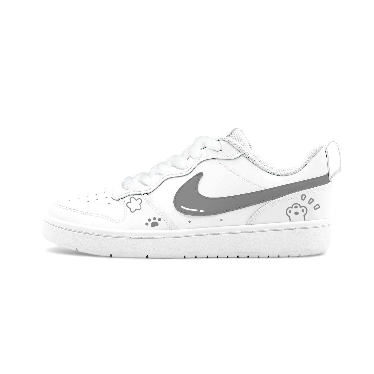 

Nike Court Borough 2 Big Fish Manufacturing, Misty Island White Gray BQ5448-100(Teram1792-) 38.5