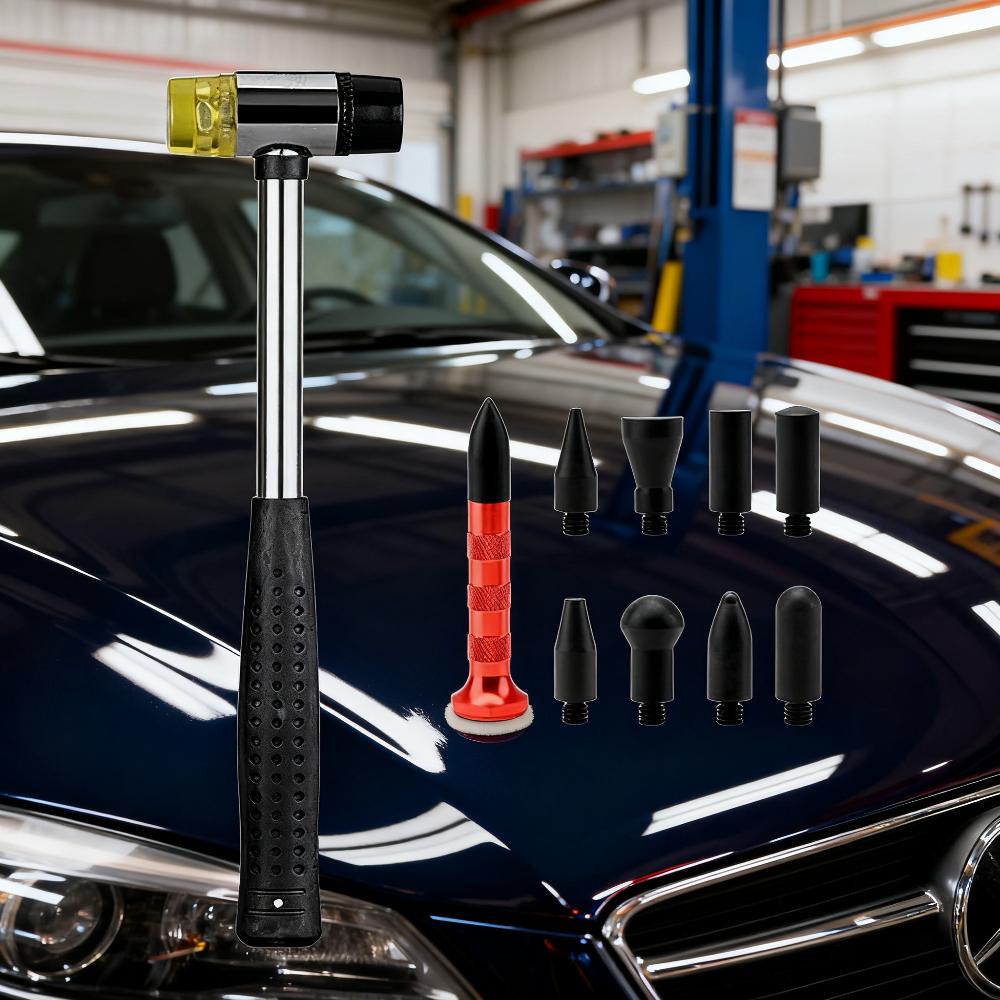 Car Dent Repair Tool Car Body Paintless Repair Multi-Head Leveling Hammer Knockout Car Dent Repair Hand Tools for Removal Hail