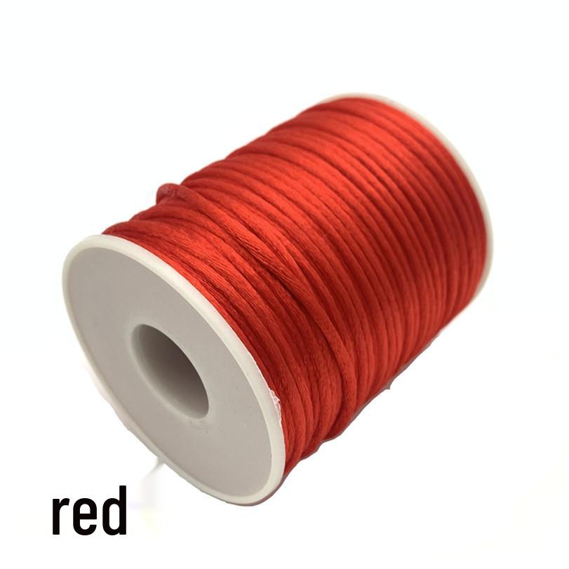 Red Chinese Knotting & Korean Silk Cord, 1.5mm, 50m, Size 5 & 7, for DIY & Handmade Weaving Size 7, 1.5mm, 50m