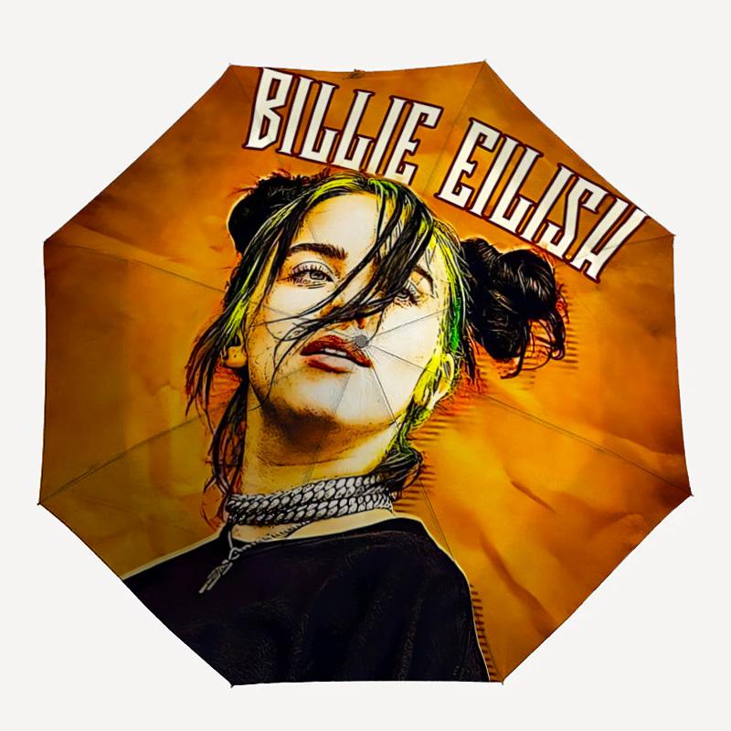 

1PC Billie Eilish Pattern Automatic Folding Umbrella, Portable Collapsible Design, Casual Outdoor Accessory, For All Seasons, Christmas Birthday Festi
