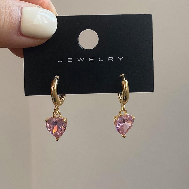 PONYKISS  Silver Heart Zircon Hoop Earrings for Women Party Trendy Fine  Minimalist Accessories