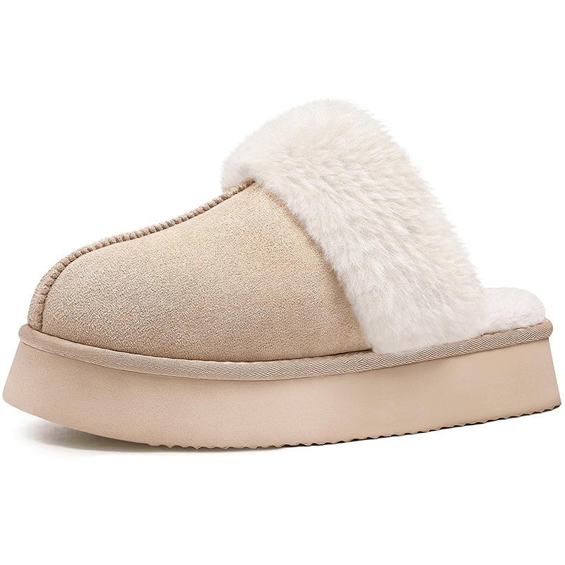 Fashion Kidmi Women's Fuzzy Platform Slippers with Fluffy Memory Foam News Thick-soled Soft Comfortable Winter Women Slippers Home Shoes