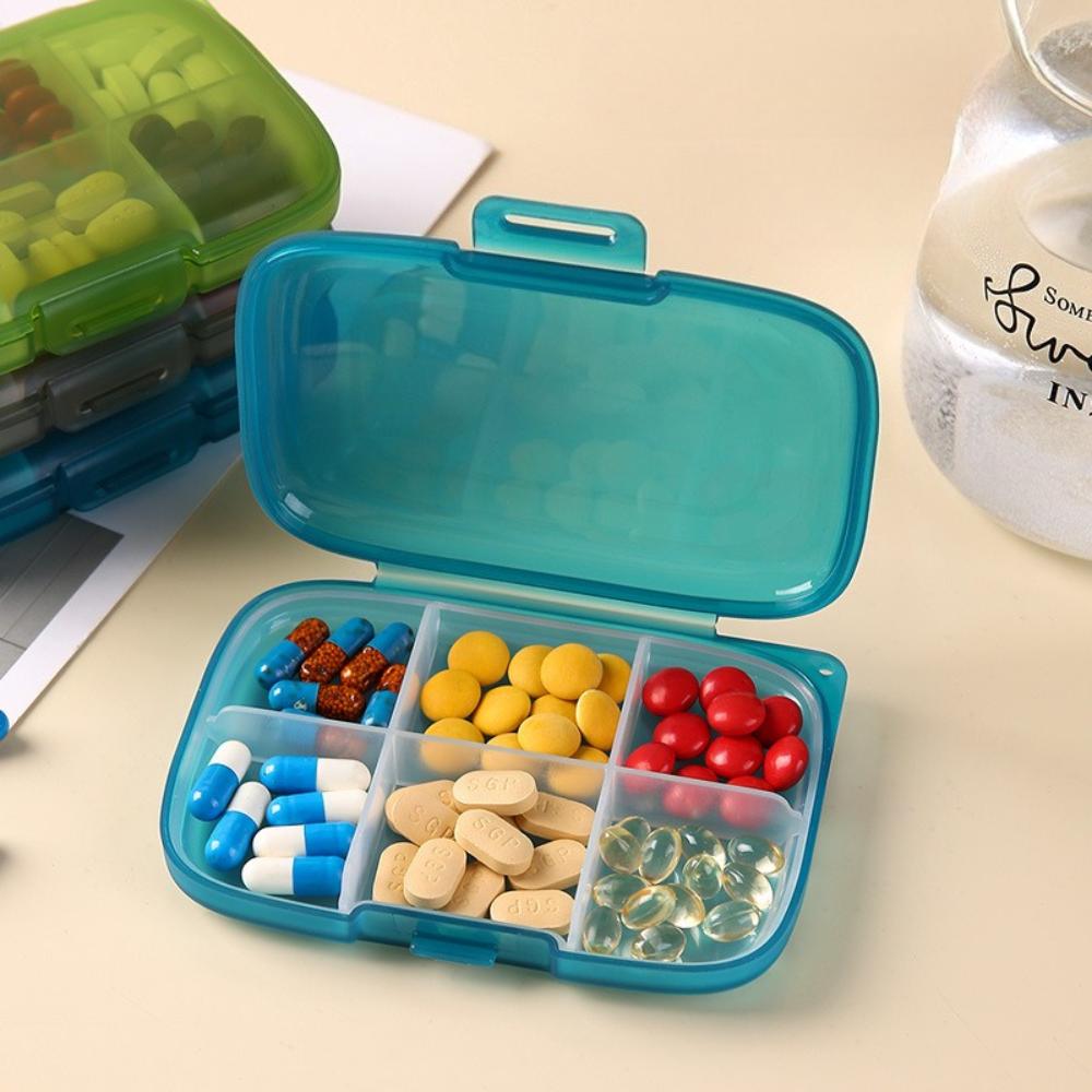 New Small Portable Travel Daily 6 Grids Pill Case Box Organizer Tablet Pills Storage Container for Medicine Vitamin Fish Oils