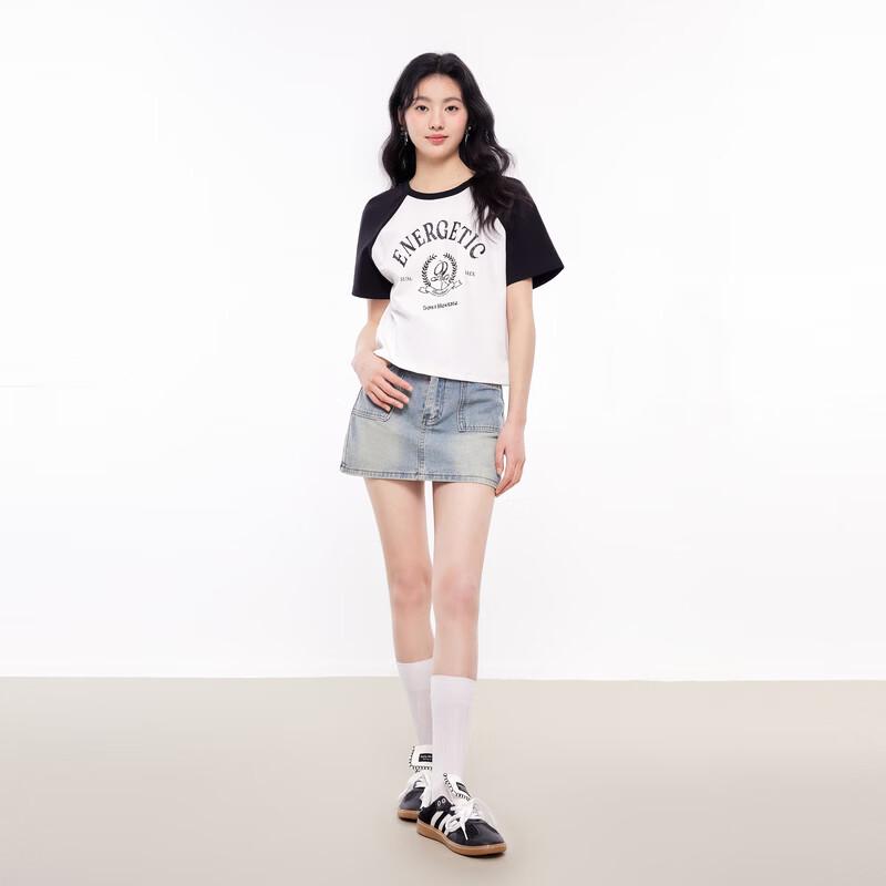 Women's H-Line Round Neck Raglan Sleeve T-Shirt