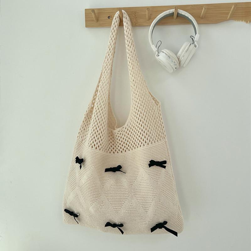 Women Large Capacity Shopper Totes Ladies Beach Travel Bag Vintage Hollow Woven Underarm Shoulder Bag