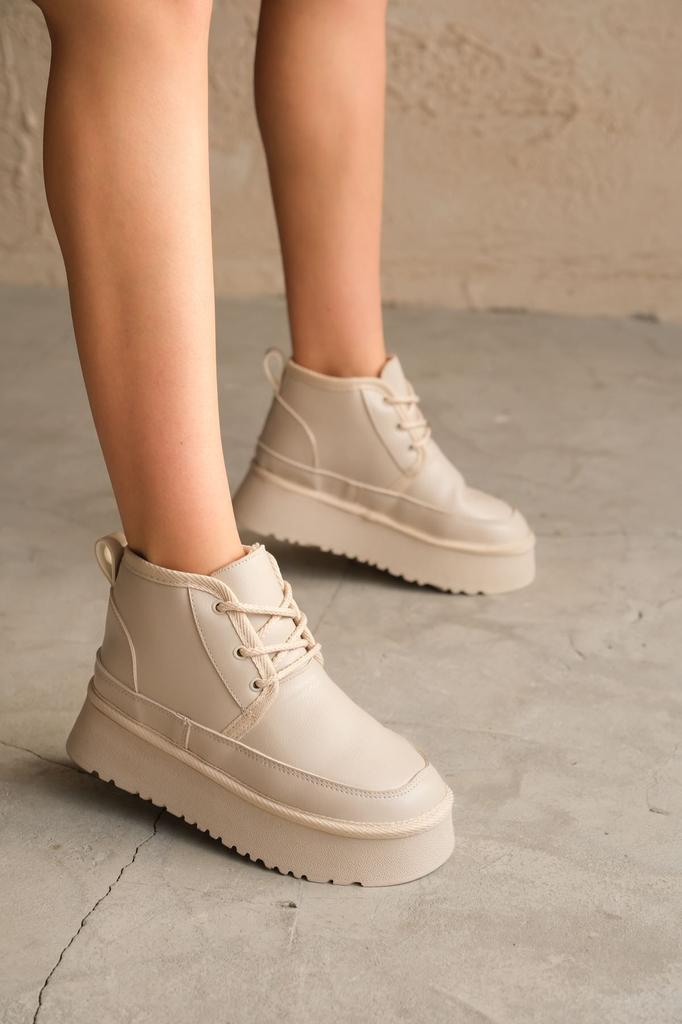 Cizme scurte din blană de pastor pentru femei, moderne și elegante, din piele, pentru femei