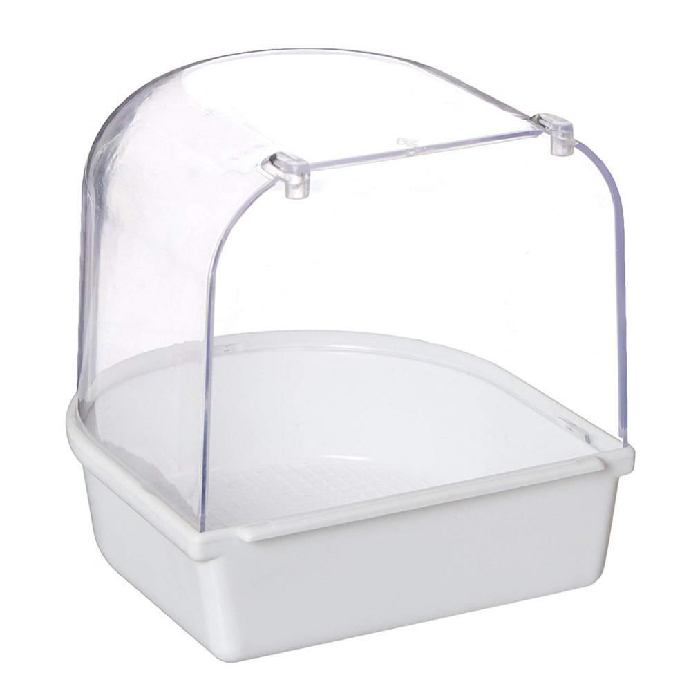 Bird Parrot Transparent Bathing Tub Bathtub Shower Box Hanging Cage Decor Small Animal Pet Bird Cleaning Tool белый