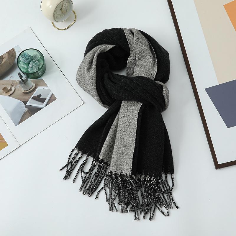 Double-sided Two-color Scarf for Women Autumn and Winter High End New Wool Scarf Shawl Imitation Cashmere Scarf