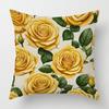 Home Decor Yellow Roses Floral Pattern Pillow Cover Pattern Cushion Cover Suitable For Sofa Bedroom Car Pillow Cover