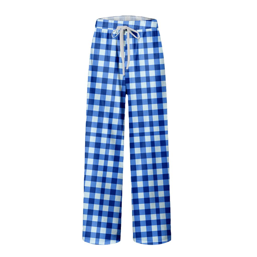 Men's Drawstring Pocket Casual Pants Plaid Stripe Print Pocket Casual Pants Home Pajama Pants