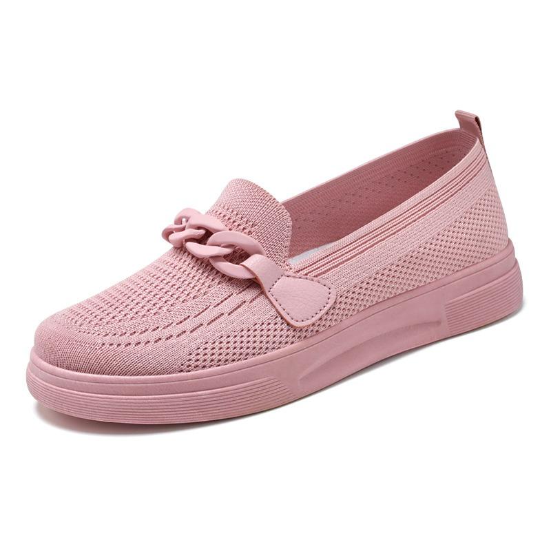 Shoes Women's Casual Shoes Women's Shoes Comfortable Flying Knitting Shoes Shallow Mouth Single Shoes Flying Knitting Breathable Mesh Shoes