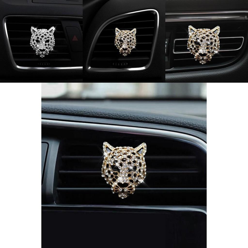 Metal Car Perfume Holder With Leopard Design Long-lasting Aroma Silver And Gold Options