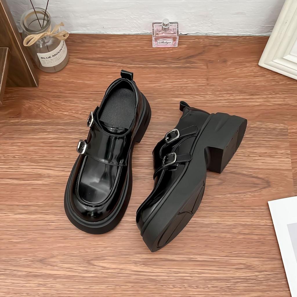 Grape mother spring new retro small leather shoes women's 2025 college style small thick-soled heightening loafers shallow mouth