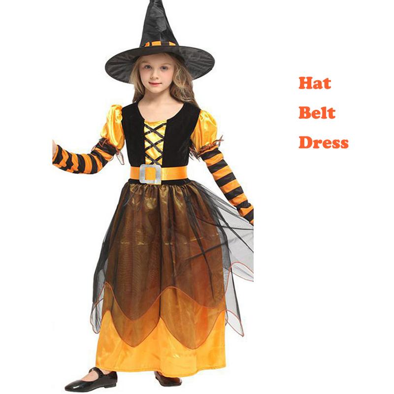 Halloween Børne Lilla Heks Kostume Piger Eventyr Troldmand Kjole Børnetøj Baby Flagermus Edderkop Fest Cosplay Outfit 2-12 År