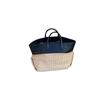 New Beach Bag, Fashionable Vacation Style, Color Blocking Splicing Grass Woven Bag, Large Capacity Portable Tote Bag