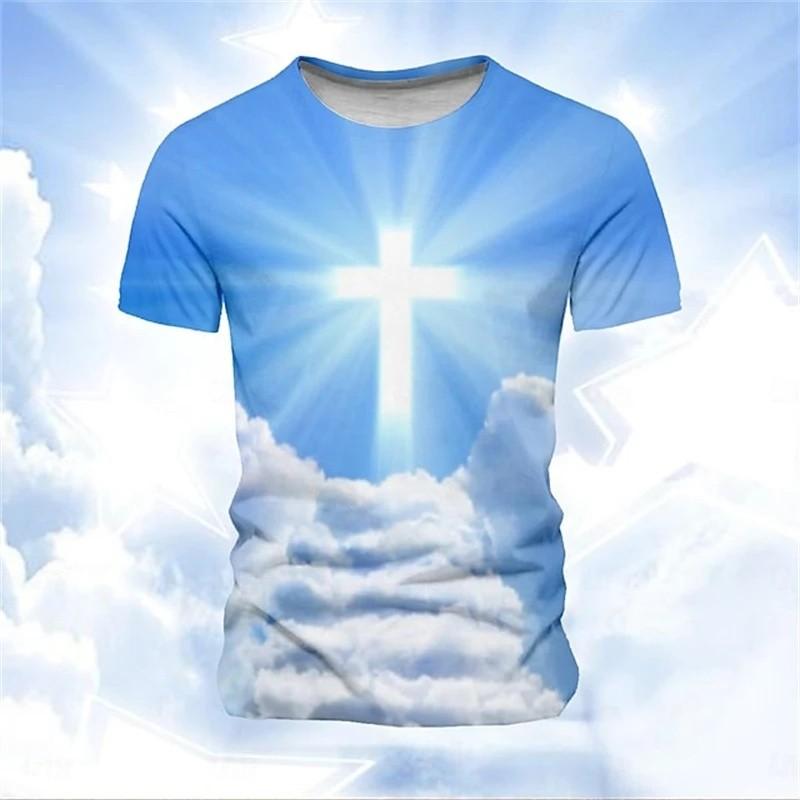 Summer 3D Cross Print Kids Short Sleeve Tee Daily School Outdoor Wear For Boys Girls
