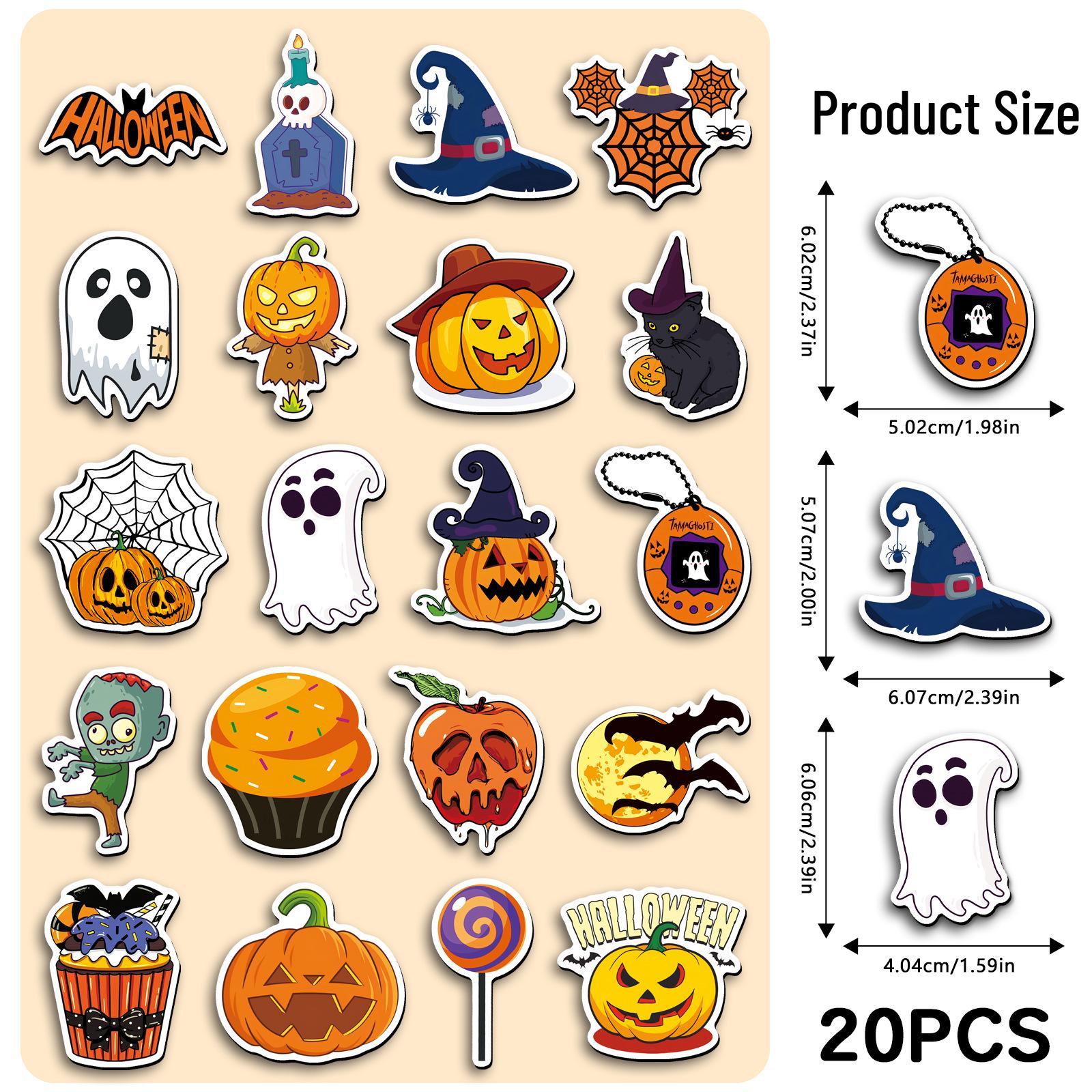 

20-Piece Halloween Pumpkin Ghost Cartoon Magnetic Refrigerator Stickers - Waterproof Decoration 5.5-8.5CM