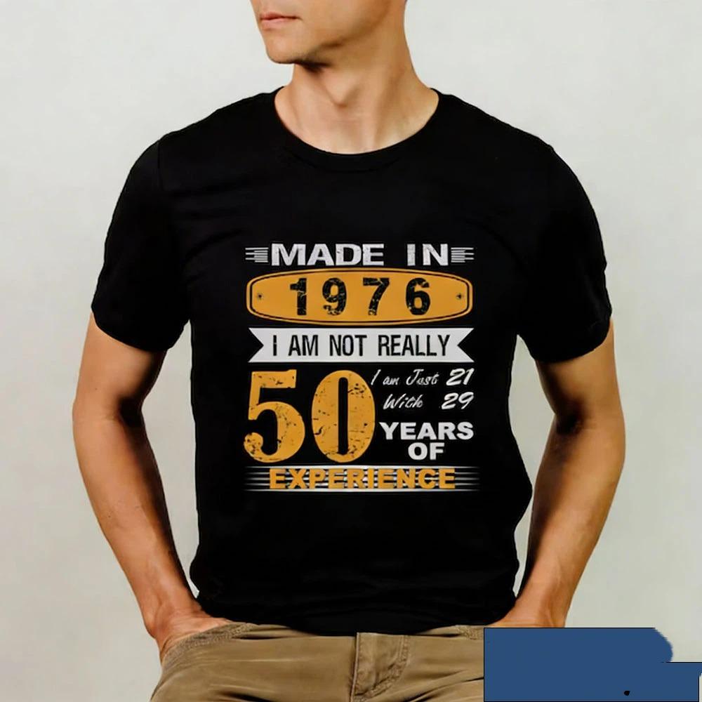 

Funny Made in 1976 50 Years of Being Awesome Vintage 50th Birthday T-shirts Men Casual Tee Loose Streetwear T Shirt Top Clothing XXS