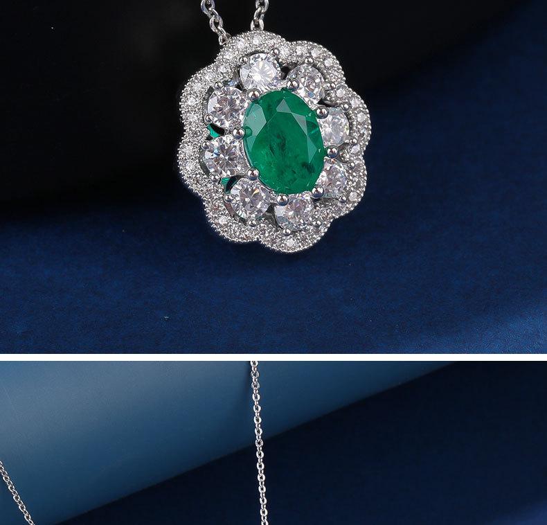 Emerald Green Gemstone Pendant Necklace, 925 Sterling Silver High-end Jewelry for Women