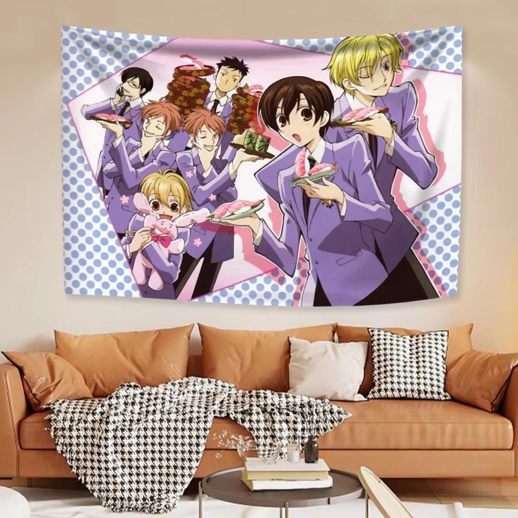 VIKAMA Trendy Anime Tapestry Ouran High School Boarding Club Kawaii Home Decoration Wall Hanging Bedroom Dormitory Decoration
