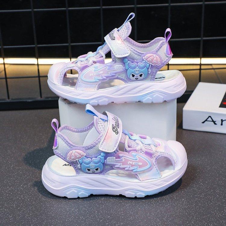 Girls' Closed-Toe Sandals Summer New Style for Young Girls and Toddlers, Soft Sole Versatile Student Shoes