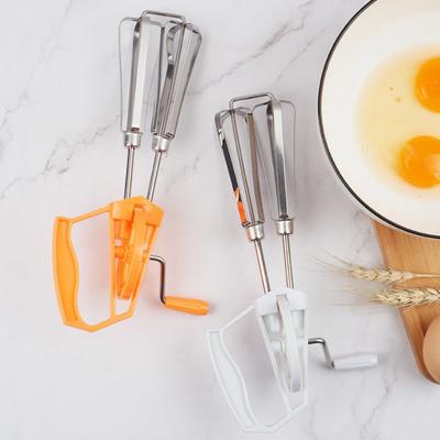 Egg Beater Hand Cranked Manual Double-head Rotary Stainless Steel Duty Milk Cream Dough Egg Whisk Kitchen Tools