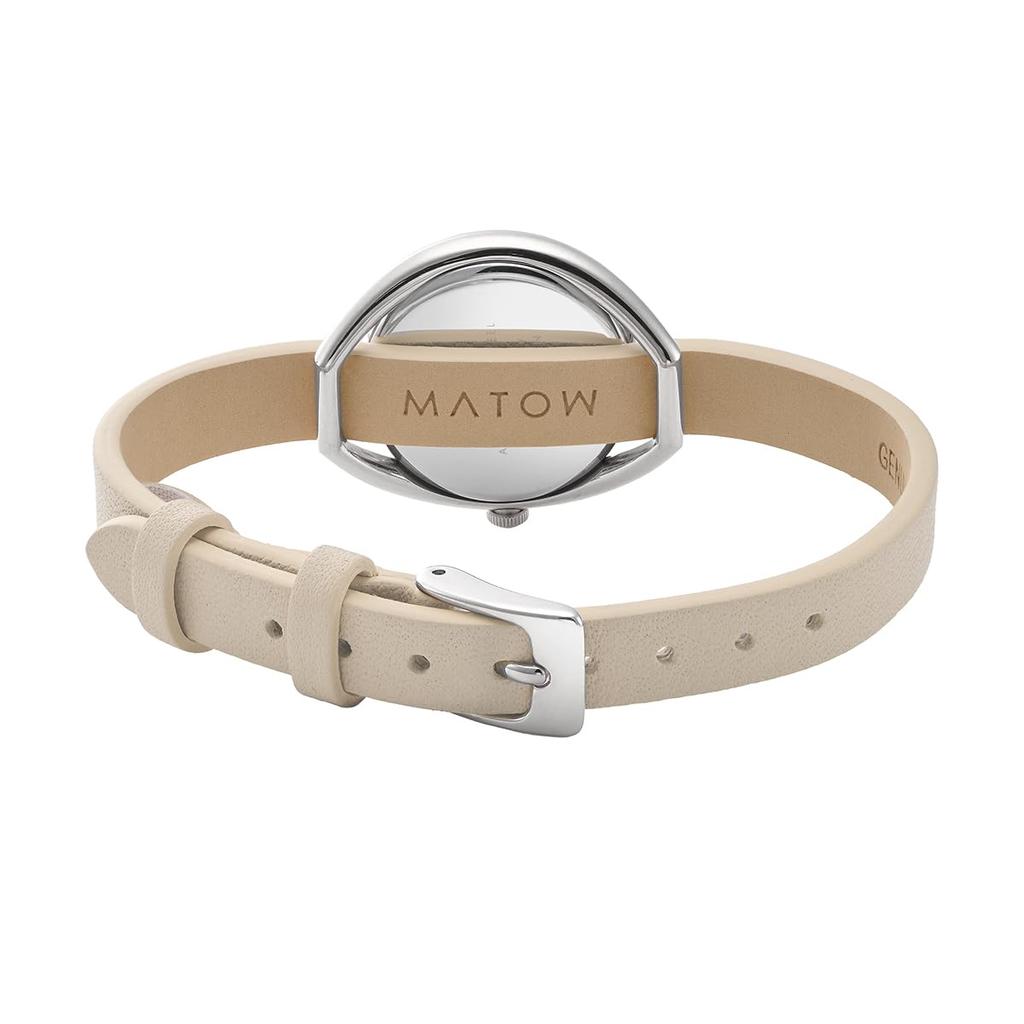 Authorized Dealer Matow Watch Solar Powered Watch Leather Strap mw001010whtss Indigo Round Silver FUYU White Pepper [MATOW] Women's [Shiki Charcoal]