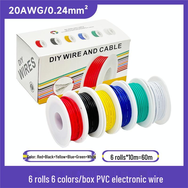 Tinned Copper 30-16AWG 6-Color PVC Electronic Wire for Model Airplane and Toy Power Connection