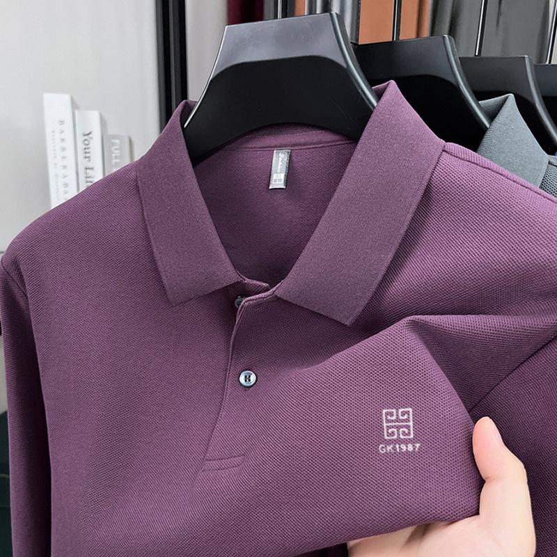 High End Men'S 100% Cotton Long Sleeved Polo Shirt Autumn Fashion Brand Embroidery Design Breathable Golf Sports Top T-Shirt