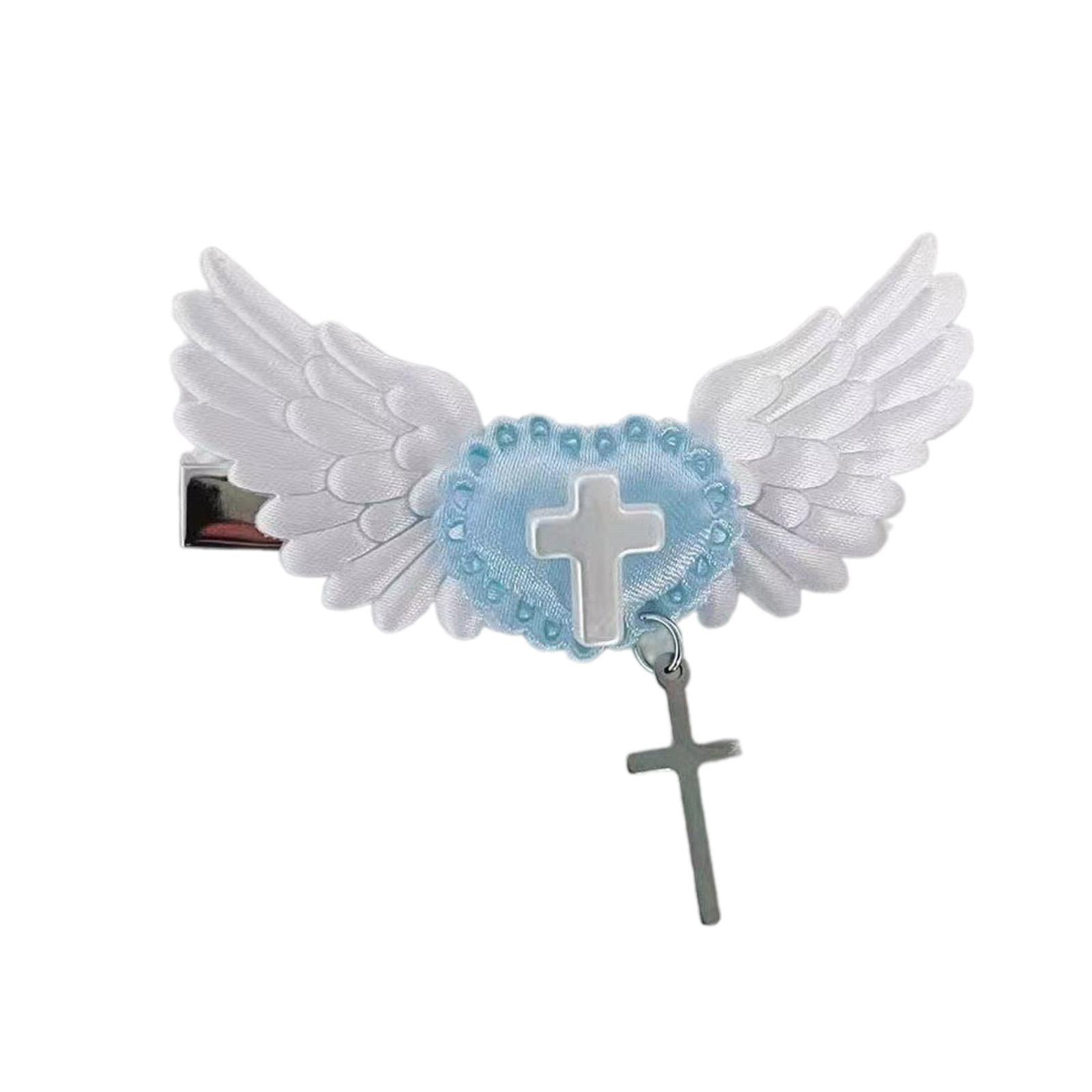 

Прекрасная заколка для волос с бантом/сердцем, крестом и крылом, модная заколка-автомат для девочек и дам, красочный аксессуар 2 синий