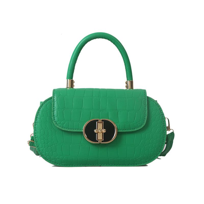 

Поверніть замок модний персоналізований новий модний портативний плечовий мішок з візерунком крокодила текстури іноземного стилю повсякденна сумка-мессенджер сумка жіноча зелений