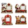 Portafoto Tradizionale Festivo Cornice in Legno 2D di Natale, Pupazzo di Neve Dipinto Babbo Natale Foto Natale Inverno Ornamento per la Casa Decorazione da Tavolo Ornamento Ricordo,