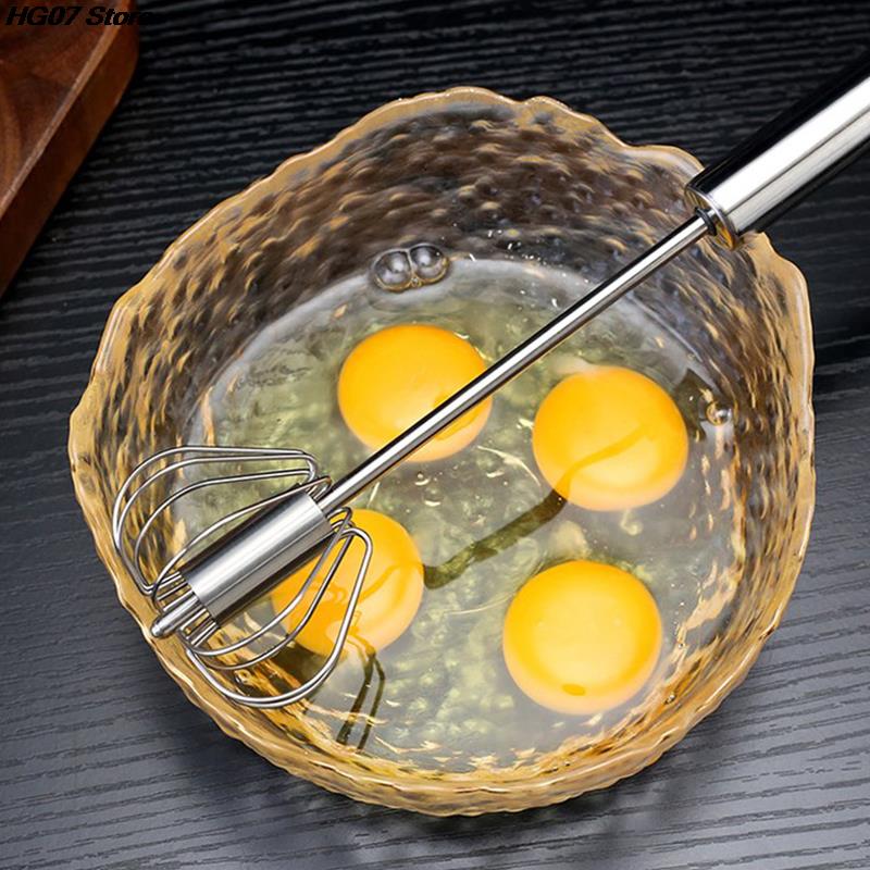 1PC Kitchen Stainless Steel Whisk Hand Pressure Semi-automatic Egg Beater Self Turning Cream Mixer Kitchen Baking Accessories