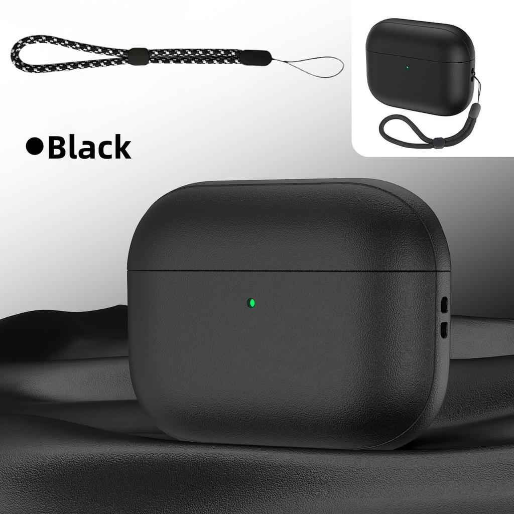 Leather Texture For AirPods Pro 3rd Generation Case(2025 New) Soft TPU Protective Shockproof Case with Lanyard For Airpods Pro 3