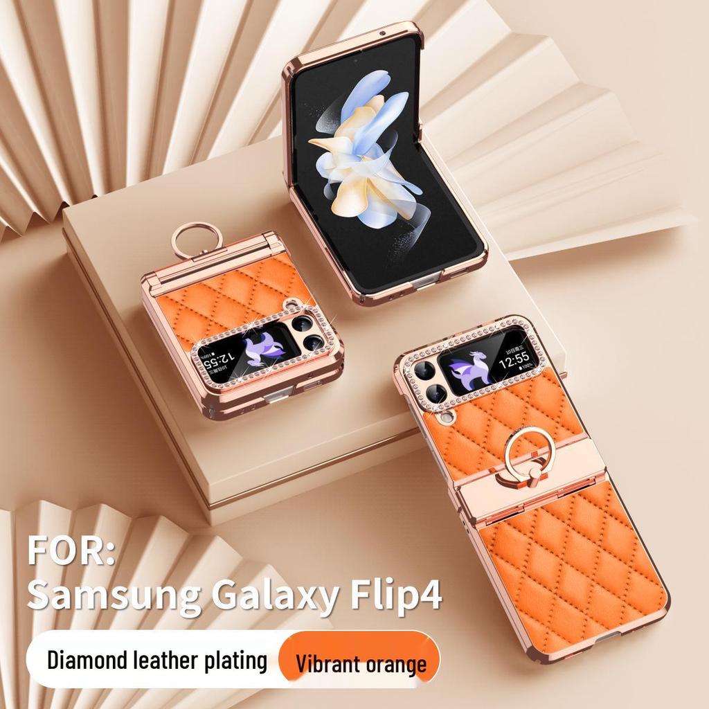 Samsung Z Flip 7/6/5/4/3 Electroplated Rhinestone Protective Case with Hinge Ring Stand