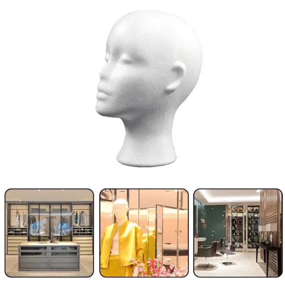 White Female Mannequin Head Stable Base Display Stand Rack Foam Head Model  Photography Prop