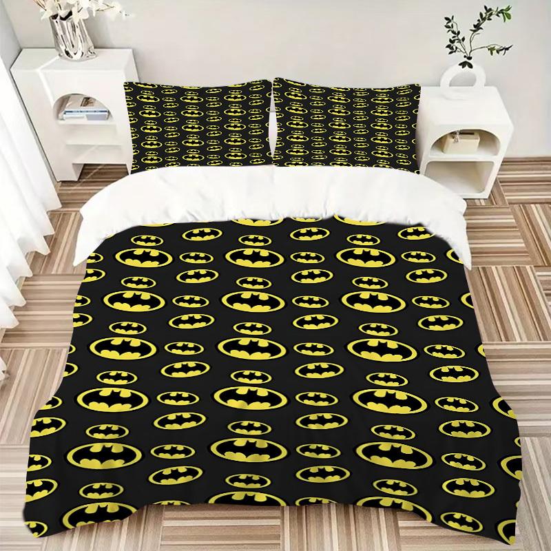 3pcs Batman Signal Bedding Set, Soft Polyester Duvet Cover and Pillowcases Machine Washable Seasons all suitable & Guest Room Decor253