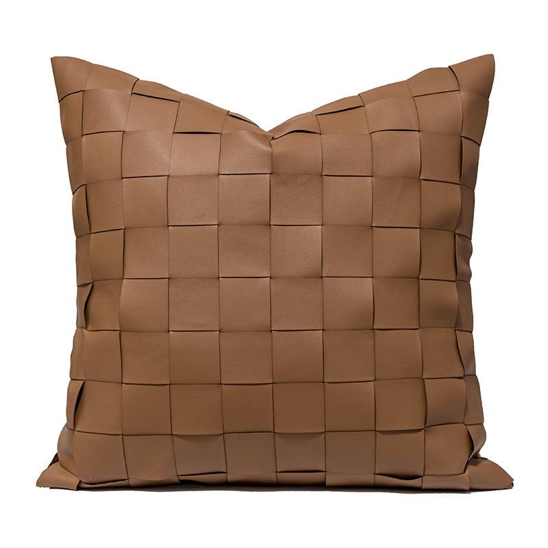 Nordic Luxury Woven Pu Leather Cushion Cover For Home Sofa Bed Throw Pillow Case Living Room Decorative